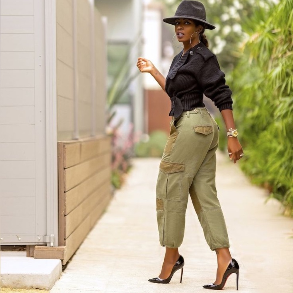 Nicole Miller Linen Utility Cargo Pants